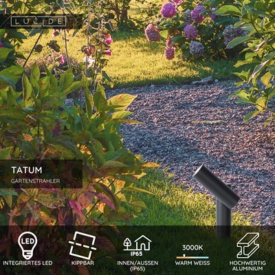 Lucide TATUM - Gartenstrahler - LED - 1x4,5W 3000K - IP65 - Anthrazit
